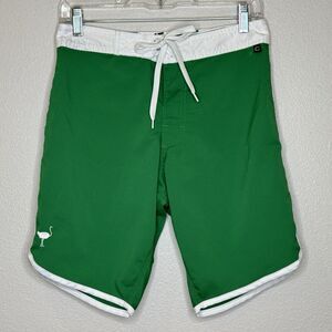 THE CHIVE Men's Swim Short‎ Trunks Size 28 Kelly Green & White 2-Way Stretch